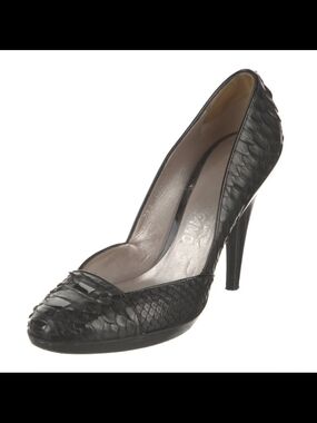 Salvatore Ferragamo Black Snake Skin Leather High Heel Pump